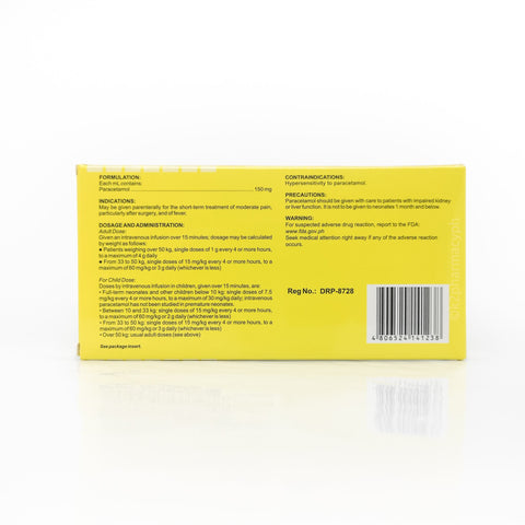 Amcetam Paracetamol 150 mg/mL Solution for IV Infusion box of 10s