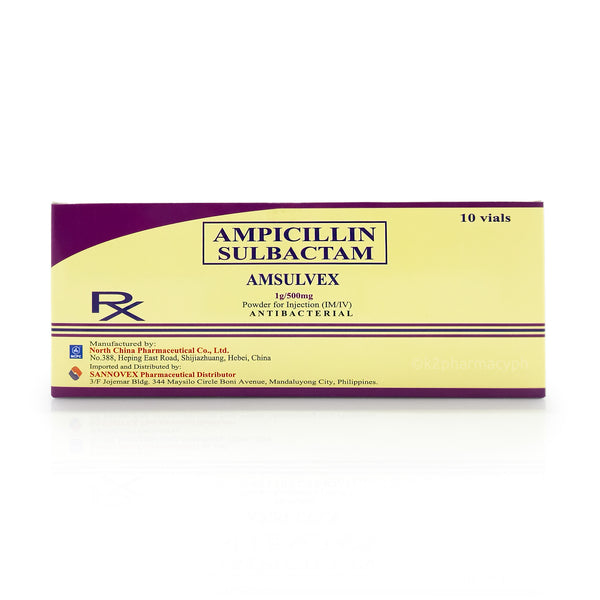 Amsulvex Ampicillin Sulbactam
1g/500mg Powder for Injection (IM/IV) Vials