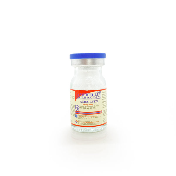 Amsulvex Ampicillin Sulbactam 500mg/250mg Powder for Injection (IM/IV) Vial