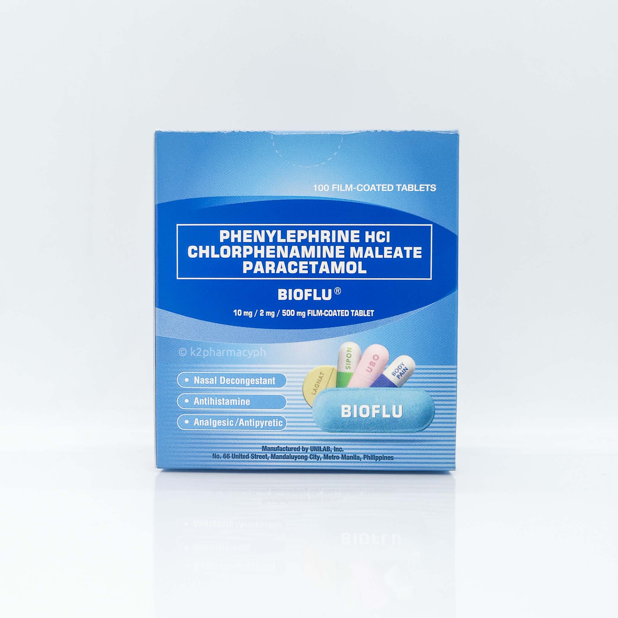 Bioflu® 10mg / 2mg / 500mg Film-Coated Tablet