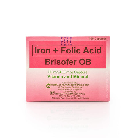Brisofer OB (Iron + Folic Acid) 60 mg/400 mcg Capsule