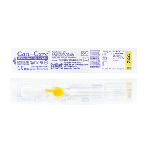 Can-Care™ I.V Cannula with Injection Valve 24g