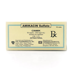 Cinmik Amikacin Sulfate 50mg/mL (100mg/2mL) Solution for Injection 10 Vials