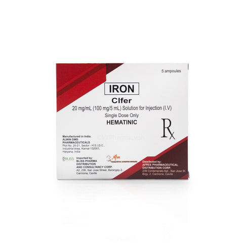 Clfer Iron 20mg/mL (100mg / 5mL ) Solution for Injection (I.V) ampoule