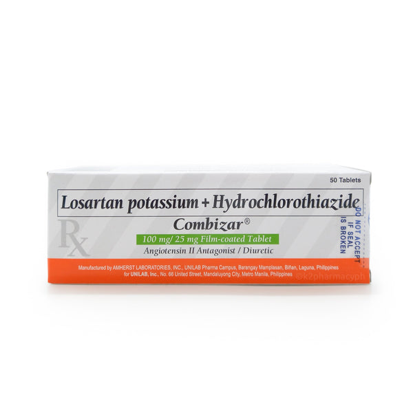 Combizar® Losartan Potassium + Hydrochlorothiazide 100mg/25mg Tablets