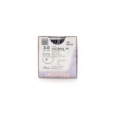 Ethicon® Coated Vicryl™  Polyglactin 910 violet braided absorbable suture 3-0 SH Plus 26mm 1/2c. Round Bodied 75cm