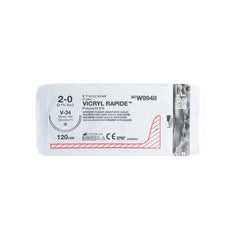 Ethicon®  Coated Vicryl Rapide™ Polyglactin 910 2-0 V-34 36mm 1/2c 120cm