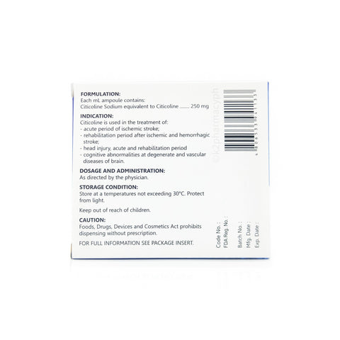 Eurocoline 1000 Citicoline 250 mg/mL (1g/4mL) Solution for Injection