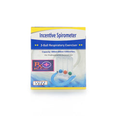 Incentive Spirometer 3-ball Respiratory Exerciser 600ml-900ml-1200ml/sec.