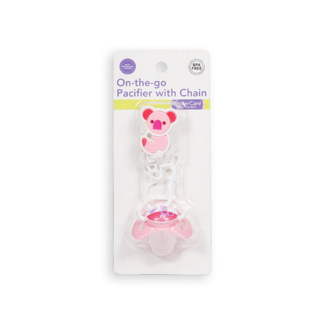 KinderCare® Pacifier On-The-Go w/ Chain Pink