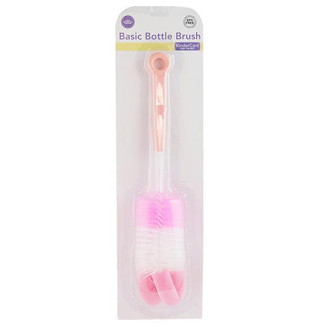 KinderCare® BASIC BOTTLE BRUSH (with sponge head and nipple brush) Pink