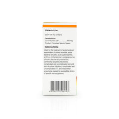 Lefoxin Levofloxacin hemihydrate
500mg/100mL Solution for Injection Slow I.V. Infusion 100mL