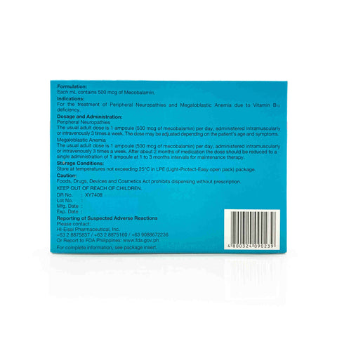 Methycobal® 500mcg/mL Solution for Injection (IM/IV) 1mL