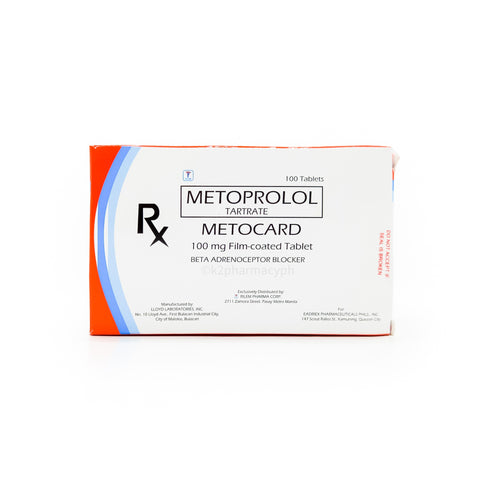 Metocard Metoprolol Tartrate 100mg Film-Coated Tablet