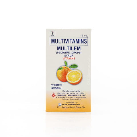 Multilem Multivitamins Pediatric Drops Syrup Orange Flavor 15 mL