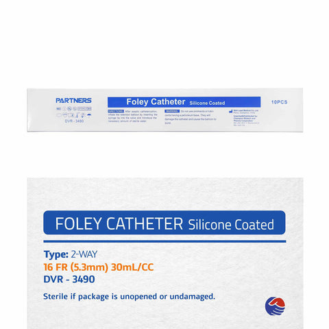 Partners Foley Catheter-Silicone Coated 2-Way 16Fr (5.3mm) 30mL/cc / 5.3mm