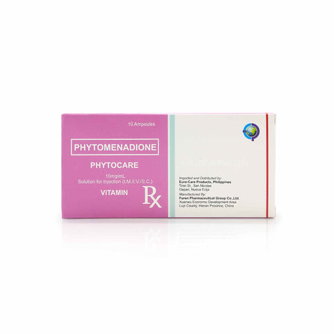 Phytocare Phytomenadione
10mg/mL Solution for Injection (I.M./I.V./S.C.) 10 Ampoules