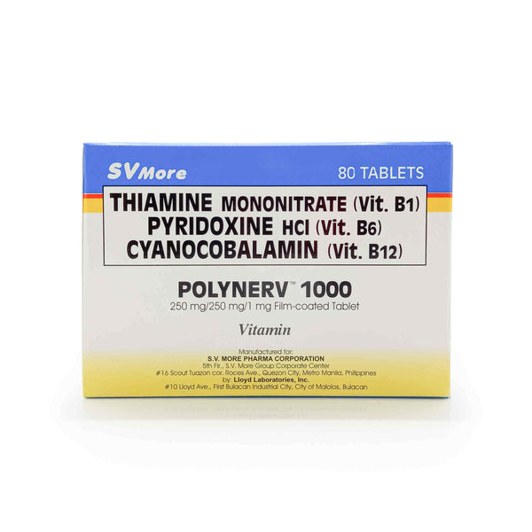 Polynerv™ 1000 Thiamine Mononitrate (Vit. B1) Pyridoxine HCI (Vit. B6) Cyanocobalamin (Vit. B12) 250mg / 250mg / 1mg Tablet