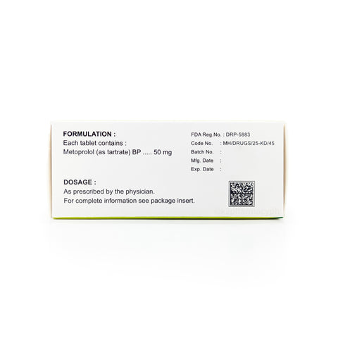 Prometin Metoprolol Tartrate 50mg Tablet