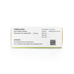 Prometin Metoprolol Tartrate 50mg Tablet