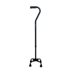 Px Dr. Care Stainless Quad Cane with Offset Rubber Handle in Black