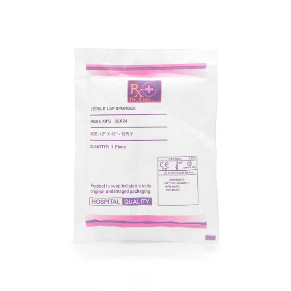 Px Dr. Care Sterile Lap Sponges 12" x 12" - 12ply