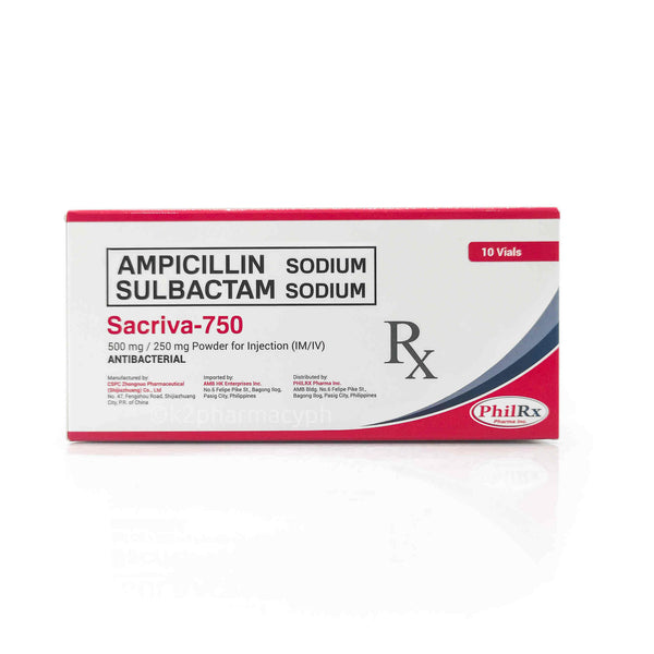 Sacriva -750 Ampicillin Sodium Sulbactam Sodium
500mg/250mg Powder for Injection (IM/IV) 10 Vials