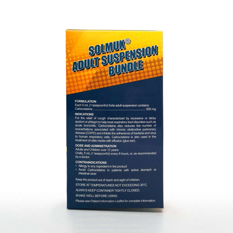 Solmux® Forte Carbocisteine Adult Suspension 500mg/5mL Sugar-free 60mL