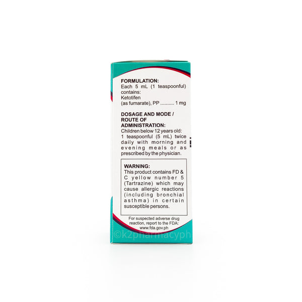 Totifen Ketotifen Fumarate 1mg/5mL Syrup 60mL