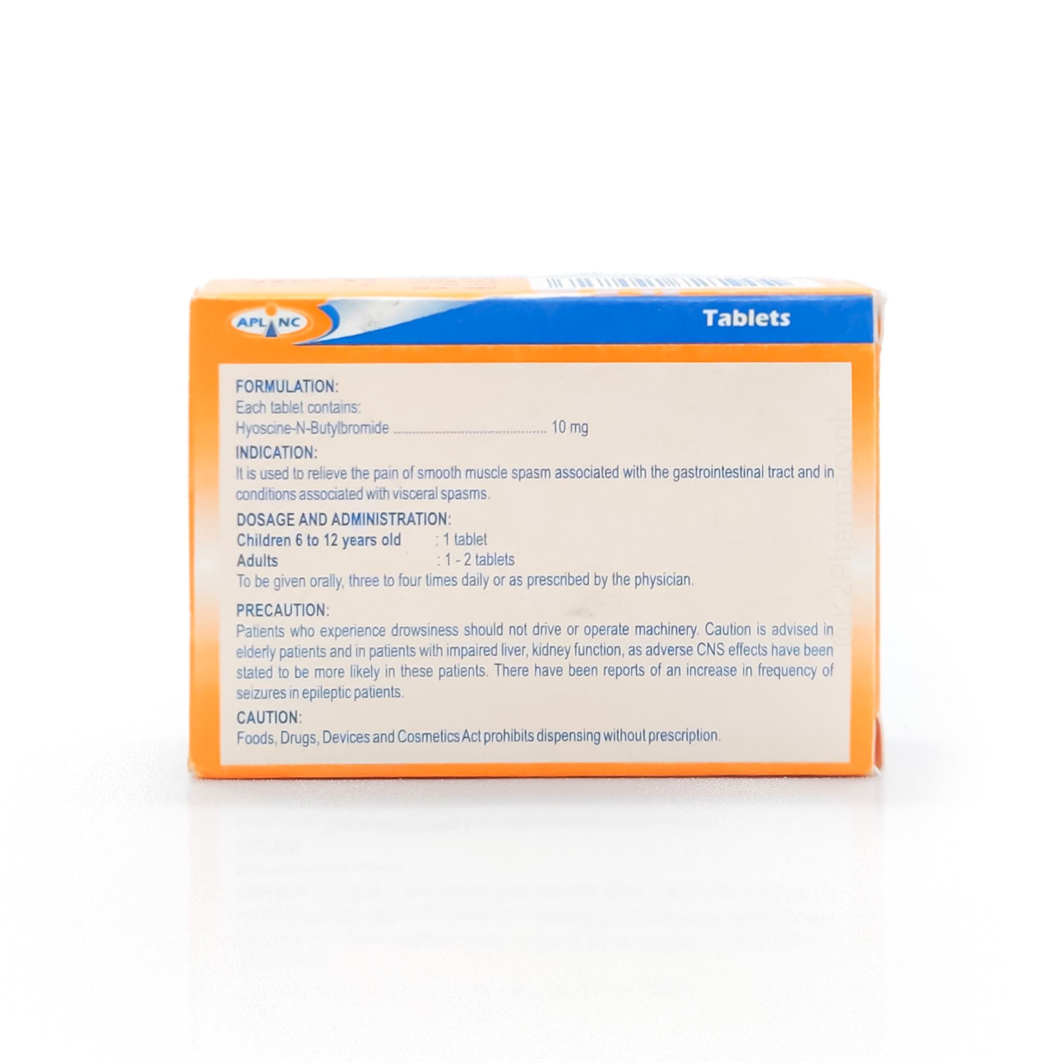 Zolnox Zolnex Hyoscine-N-Butylbromide 10mg Tablet