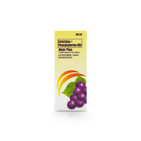 Alnix®Plus 5mg/5mg per mL Syrup Grapes flavor 60mL