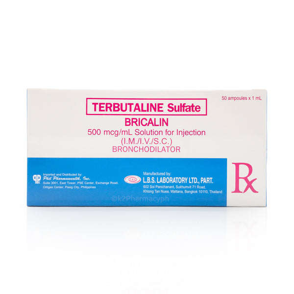 Bricalin Terbutaline Sulfate 500mcg/mL Solution for injection (I.M./I.V ...