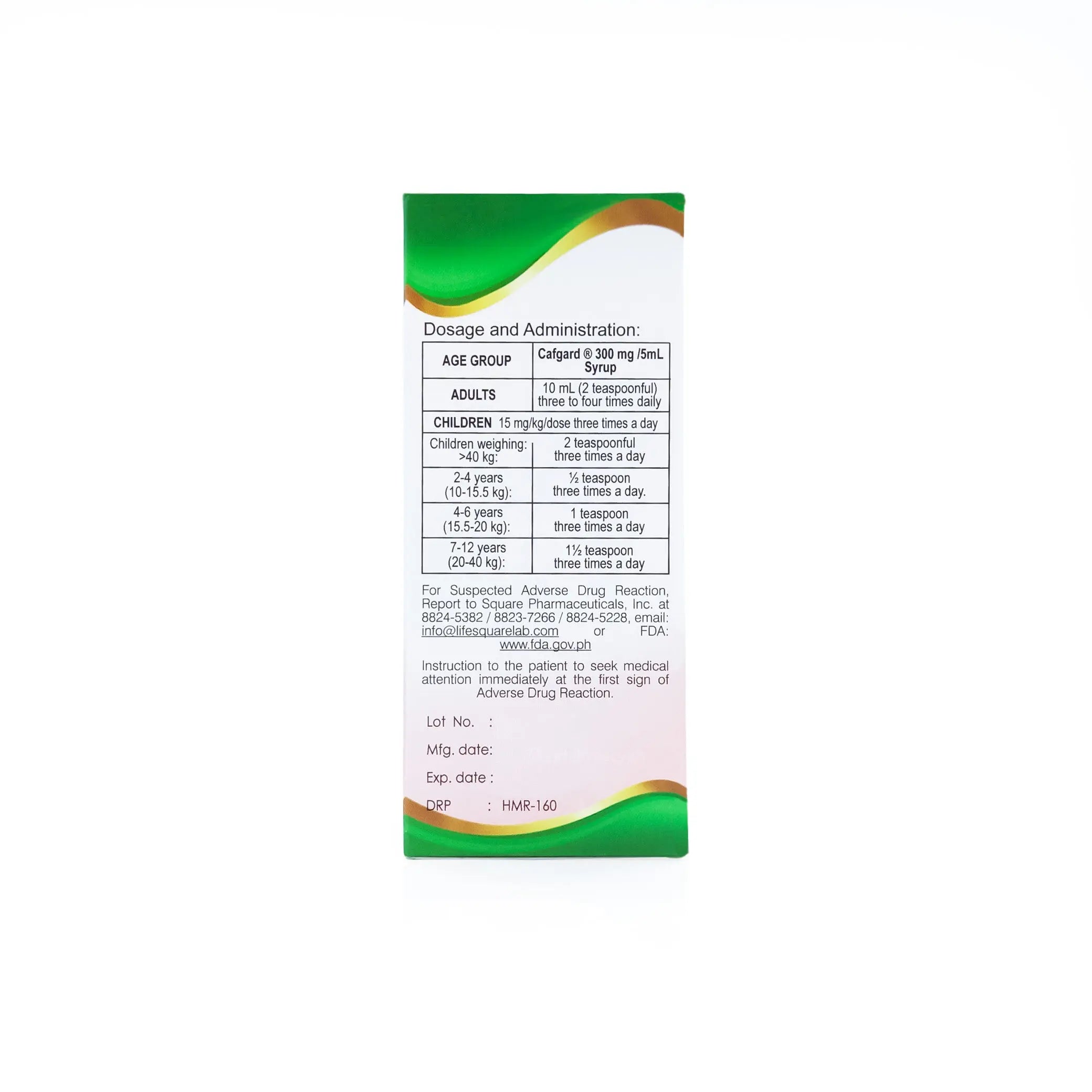 Cafgard® 300mg / 5 mL Syrup Strawberry Flavor 60mL Regimed Pharmaceutical