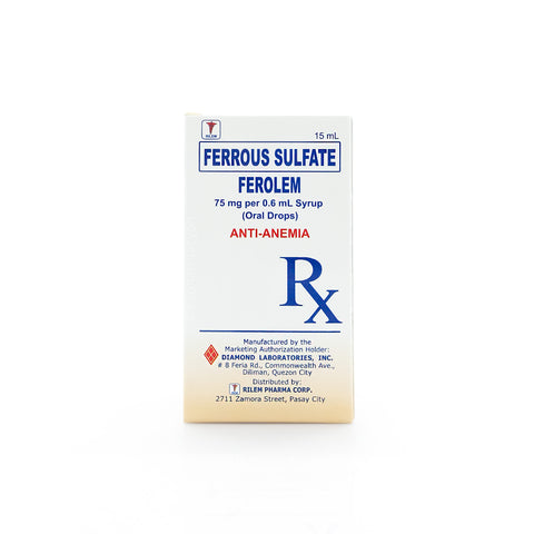 Ferolem Ferrous Sulfate 75mg/0.6mL Caramel Syrup 15mL