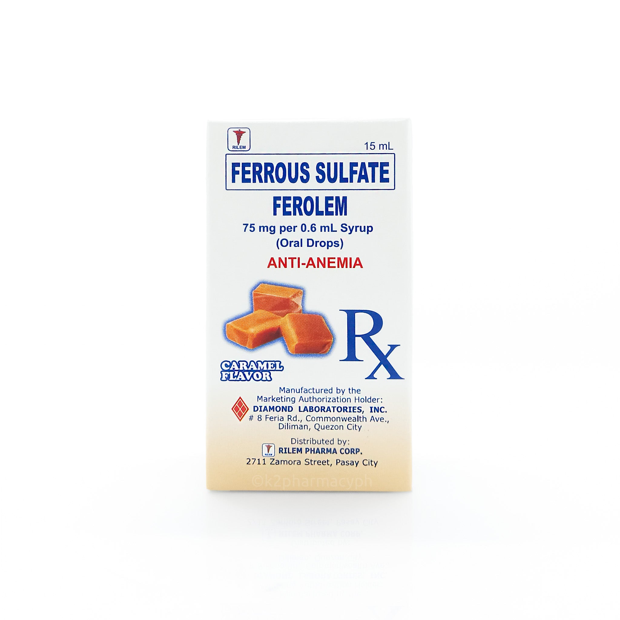 Ferolem Ferrous Sulfate 75mg 0 6mL Caramel Syrup 15mL Ferolem Ferrous Sulfate 75mg 0 6mL Caramel Syrup 15mL