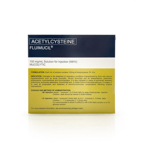 Fluimucil® 100mg/mL Solution for Injection (IM/IV) 3mL