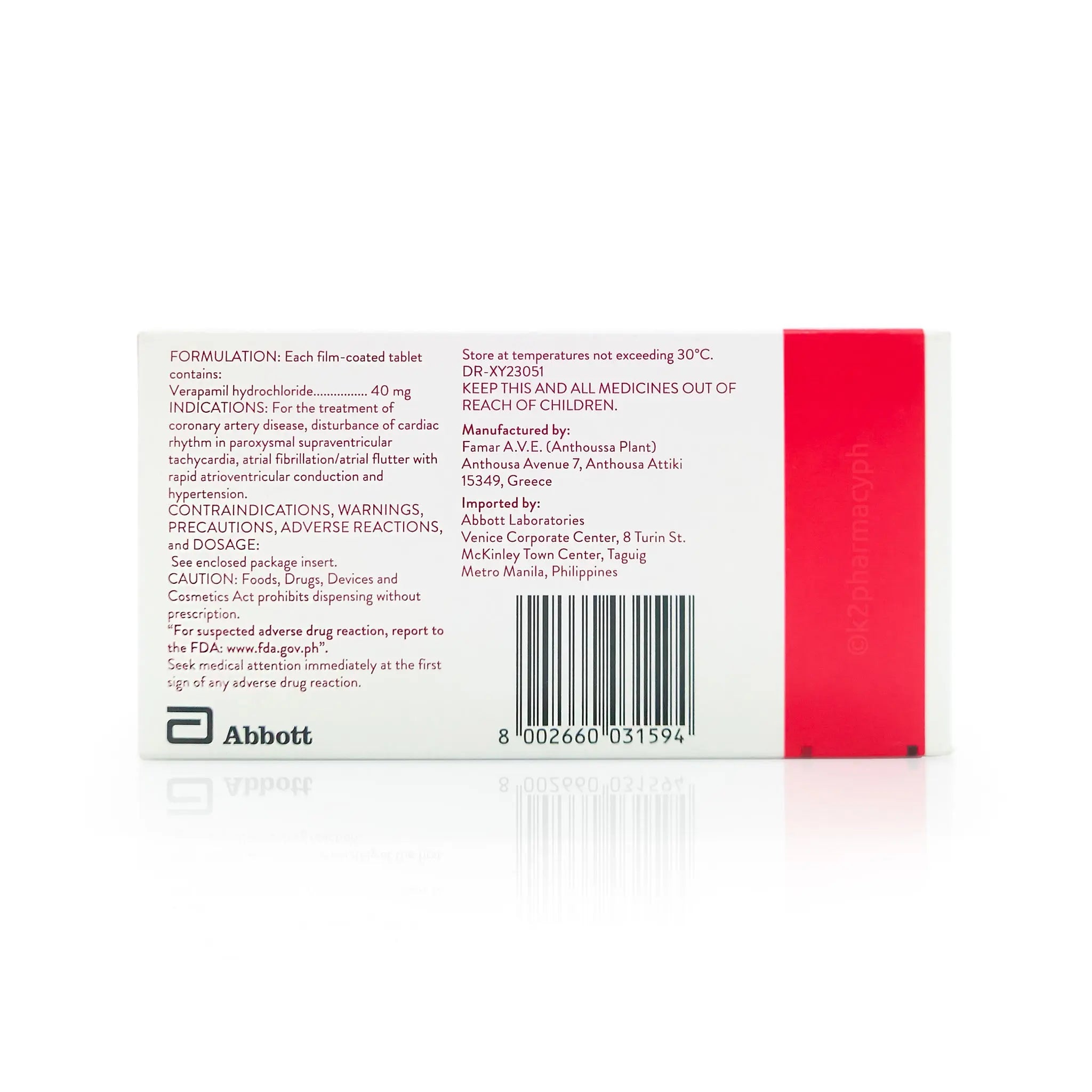 Isoptin® 40mg Tablets Zuellig Pharma Corporation