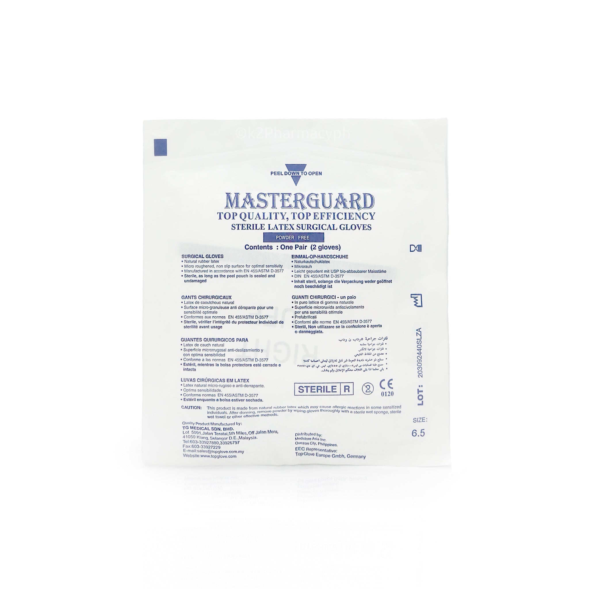 Masterguard Padding Masterguard Sterile Latex Surgical Gloves 6.5