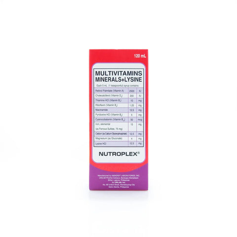 Nutroplex® Multivitamins Minerals + Lysine 120ml UNILAB INC. United Laboratories, Incorporated