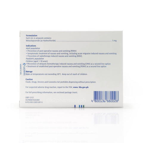 Plasil Metoclopramide Hydrochloride 10mg/2 mL Solution for Injection (IM/IV)