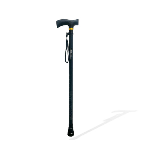 Px Dr. Care Stainless Single Cane with Rubber Functional Grip and Handle Strap in Black