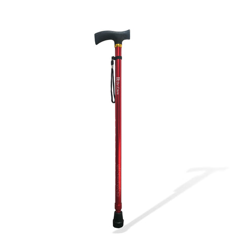 Px Dr. Care Stainless Single Cane with Rubber Functional Grip and Handle Strap in Red