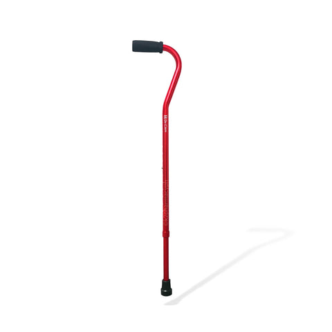 Px Dr. Care Stainless Single Cane with Offset Foam Handle in Red