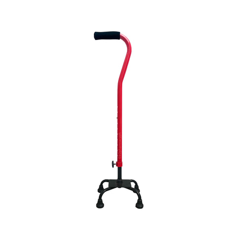 Px Dr. Care Stainless Quad Cane with Offset Rubber Handle  in Red