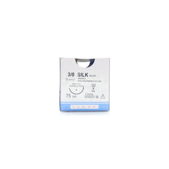 Tudor® Silk Black Braided Suture Sterile 3/0 2metric 75cm 1/2 Circle Curved Cutting 26mm