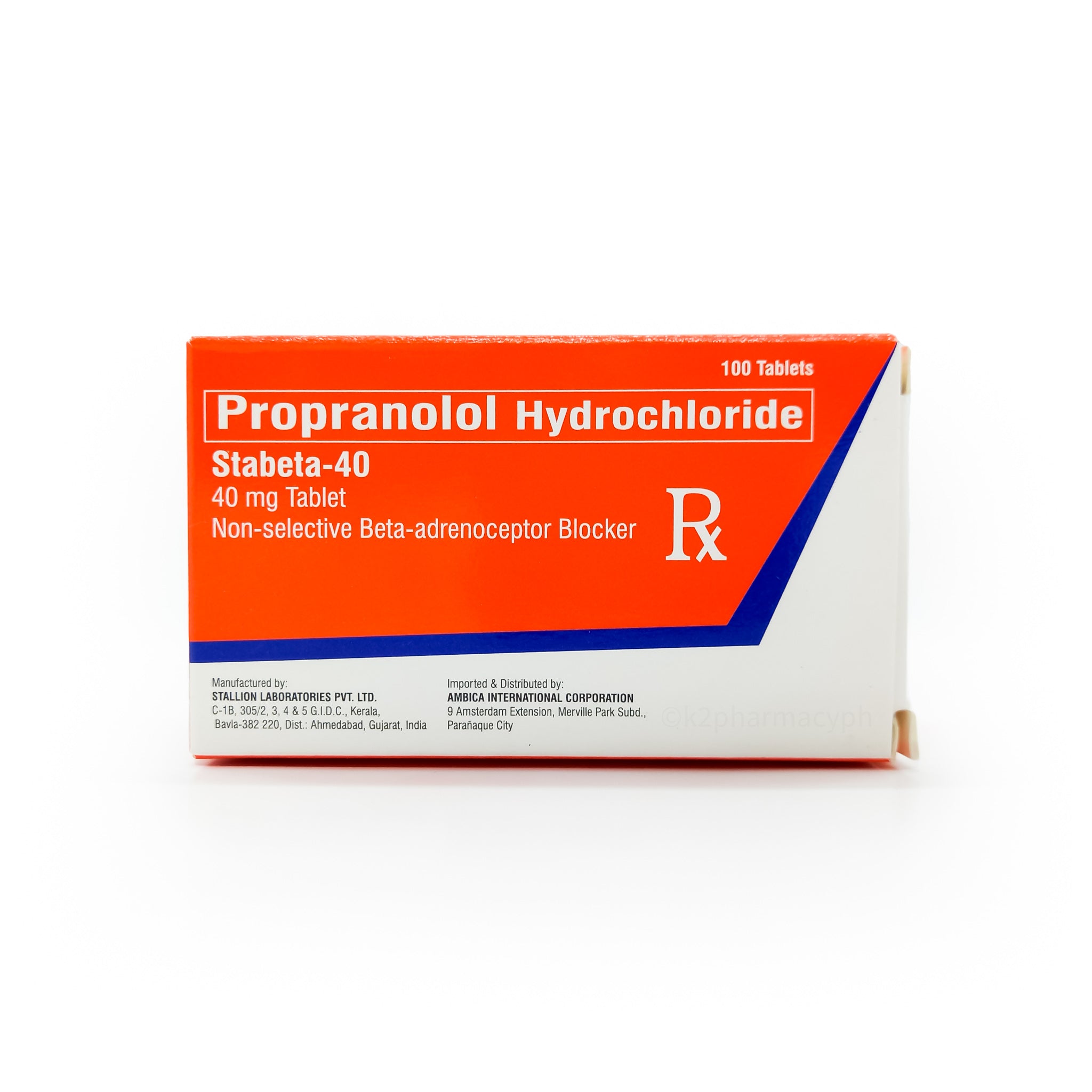 Hydrochloride　40mg　Propranolol　Stabeta-40　Tablet