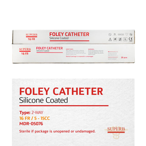 Superb Foley Catheter SIlicone Coated 2-Way 16Fr