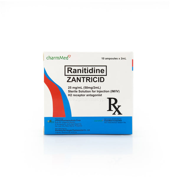 Zantricid Ranitidine 25mg/mL (50mg/2mL) Sterile Solution for Injection