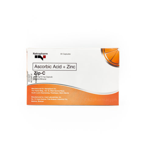 Zip-C Ascorbic Acid + Zinc 500mg/10mg Capsule